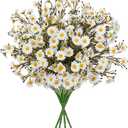 UV Resistant White Daisy Artificial Flowers Lush 4 Bouquets Silk Fake Daisies, 14" UV Protected Faux Daisy Flowers for Indoor & Outdoor Vase, Planter, Floral Arrangements, Centerpieces, Wedding Decor