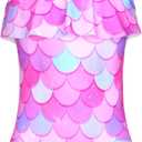 Girls Swimsuit One Piece Ruffles Bathing Suit Kids' Swimwear Quick Dry Summer Beach for 2-14Y