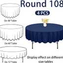 4 Pack 108 Inch Navy Blue Polyester Round Table Cloth Washable Fabric Table Covers for Wedding Dining Table Buffet Parties Banquet Decor
