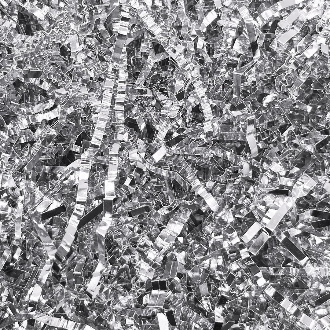 1LB Silver Crinkle Cut Paper Shred Filler, Paper Shreds for Basket Fillers, Birthday, Gift Wrapping, Anniversary, Wedding, Graduation, Thanksgiving, Christmas Gift Decor Party Filler
