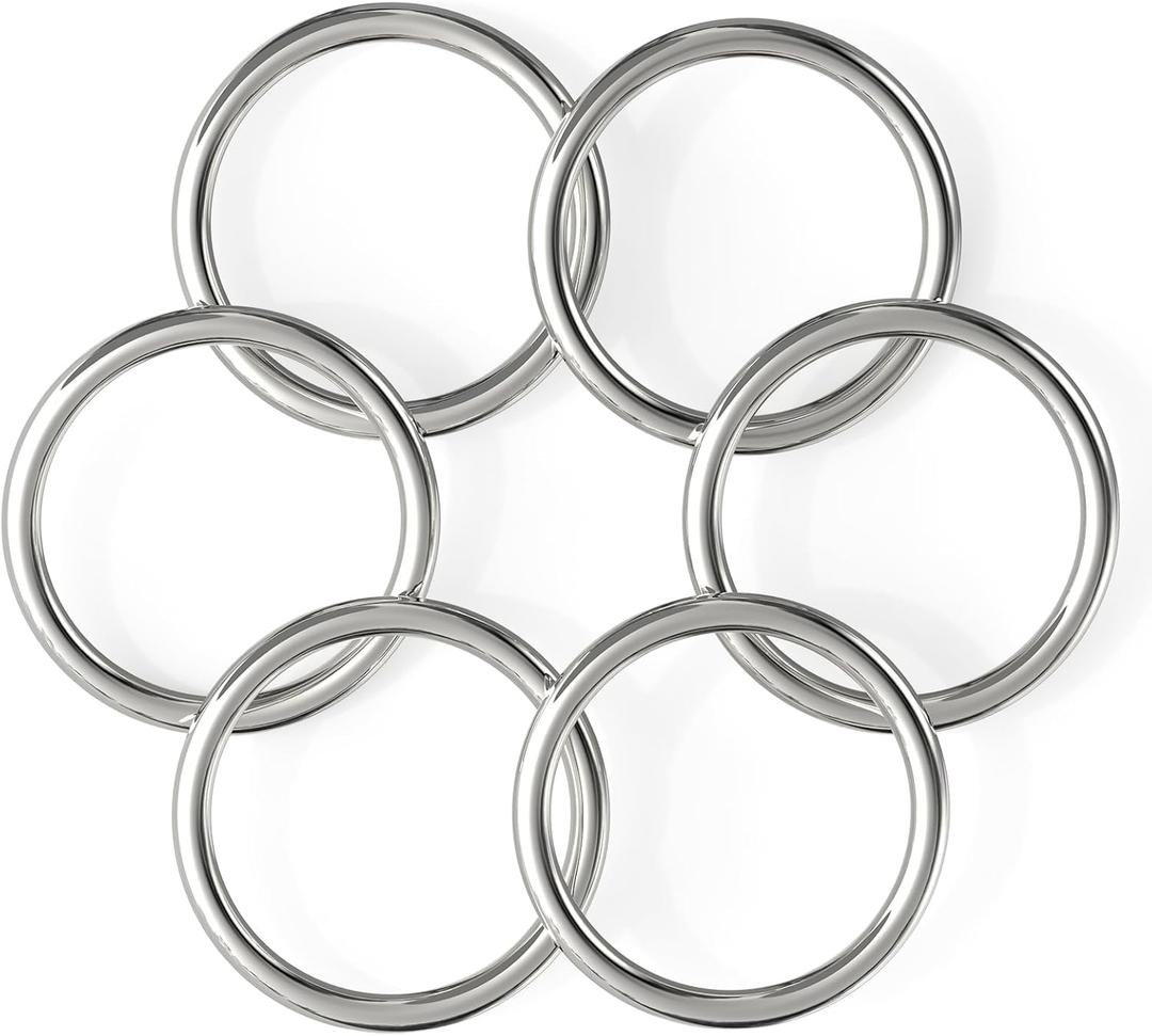 2 inch Metal O Rings, Stainless Steel Round Ring Buckles, Solid Welded Metal Loop for Dog Collars, Macrame, Hanging Strap Slings (2" x 6pcs)