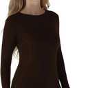 Womens Long Sleeve Thermal Shirts, 2025 Fall Winter Crew Neck Shirt for Women, Stretch Basic Tight Long Sleeve Underwear Tops (Small, Coffee)