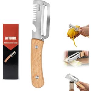 3 in 1 Multifunctional Vegetable Peeler with Wooden Handle and Bottle Opener, Stainless Steel Peelers for Kitchen, Multi Functional Vegetable Peeler for Fruit Potato Carrot Pumpkin Zucchini (1 PACK)