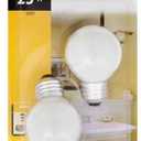 Sylvania 25 Watt Wax Warmer Bulbs 2 Pack - Incandescent G16.5 Globe Bulbs for Vanity & Decorative Fixtures, Dimmable E12 Candelabra Base 25W, 120V Soft White Warm White