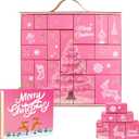 Christmas Advent Calendar 2025, Empty Advent Calendar to Till Yourself, 24 Days Christmas Countdown Advent Calendar, Reusable Countdown Boxes, Xmas Gifts for Boys Girls Teens Adults (Pink)