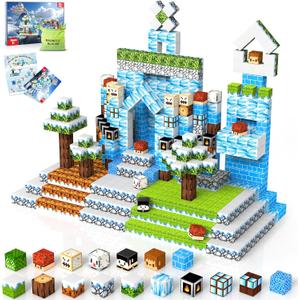 150PCS Magnetic Blocks-Magnetic Building Blocks Magnet Toys Set Stacking Snow Mountain World with Magnet Construction Toys STEM Sensory Gift for Kids Toddlers Boys & Girls Birthday Gifts Ages 3+
