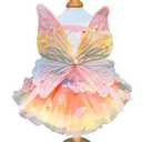 Summer Pet Princess Clothes Pet Dog Rainbow Butterfly Dress, Summer Dog Wedding Skirts Cat Dresses(M,Rainbow)
