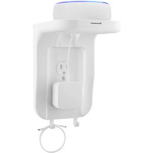 Suptek Wall Outlet Shelf, Home Wall Shelf Organizer for Outlets, Perfect for Bathroom, Kitchen, Bedrooms,Ideal for Cell Phone,Speaker up to 20lbs,with Cable Management and Detachable Hooks,White(S3W)