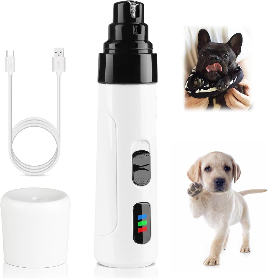 2-Speed Silent Groom Pro Nail Grinder, Rechargeable Quiet Dog Nail Trimmer, Gentle Electric Pet Nail Grinder Tool for Medium Small Dogs & Cats
