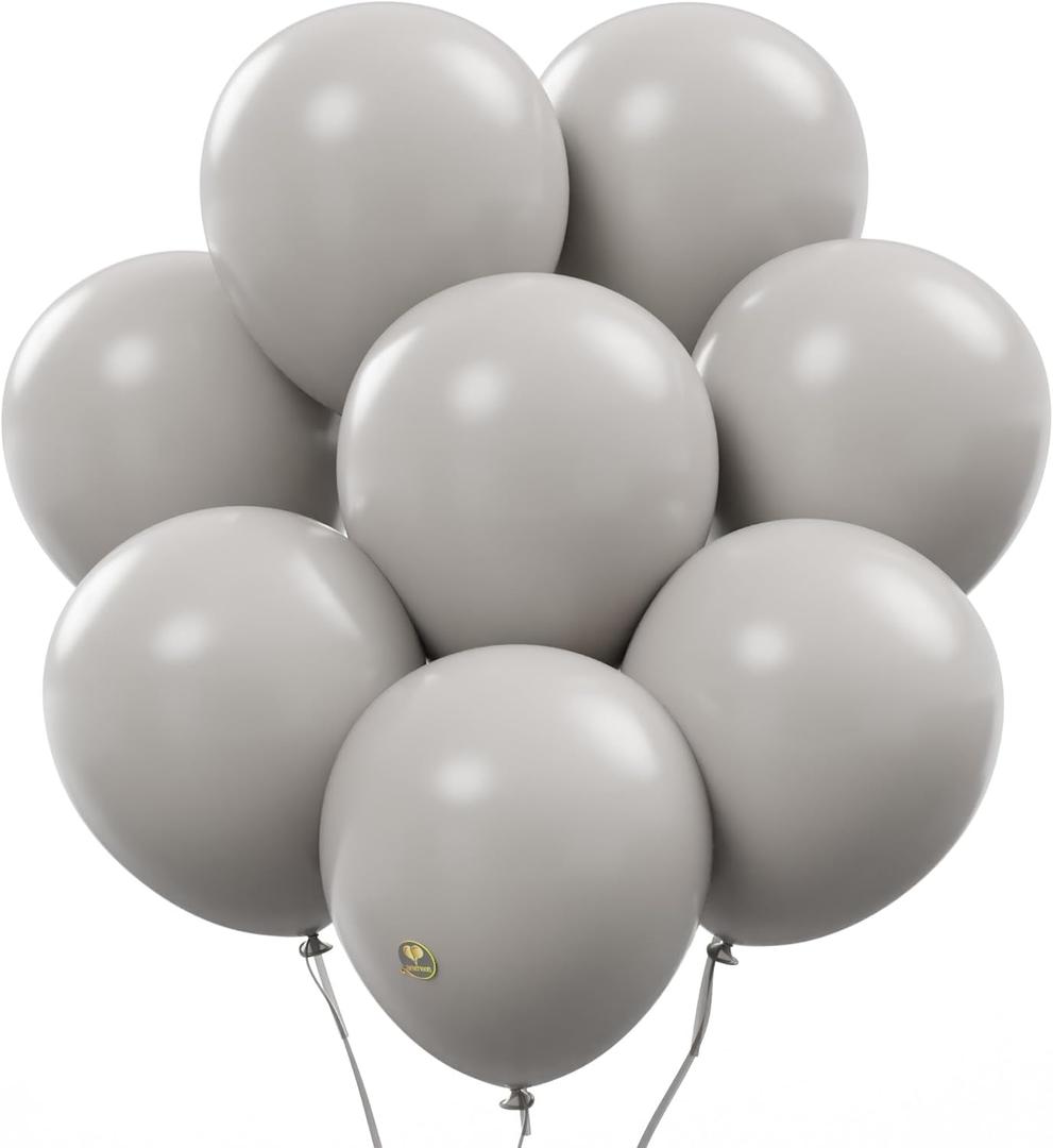 AFTERLOON Biodegradable Balloons Gray 12 Inch 100 Pack, Matte Color Thickened Extra Strong Latex Helium Float, for Baby Shower Gender Reveal Garland Arch Wedding Kids Birthday Party Decorations