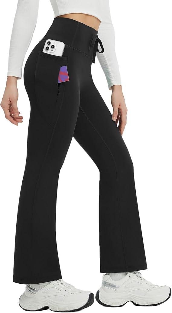 baleaf Women's Fleece Lined Pants Winter Thermal Warm Bootcut Flare Leggings Hiking Yoga Pants with Zip Pockets Cold Weather (No Size)