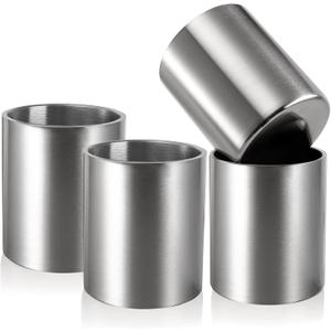 ZEAYEA 4pcs Stainless Steel Whiskey Glass, 10 oz Double Walled Insulated Tumbler, Unbreakable Old Fashioned Drinking Cup, Great Gift for Whiskey Lover