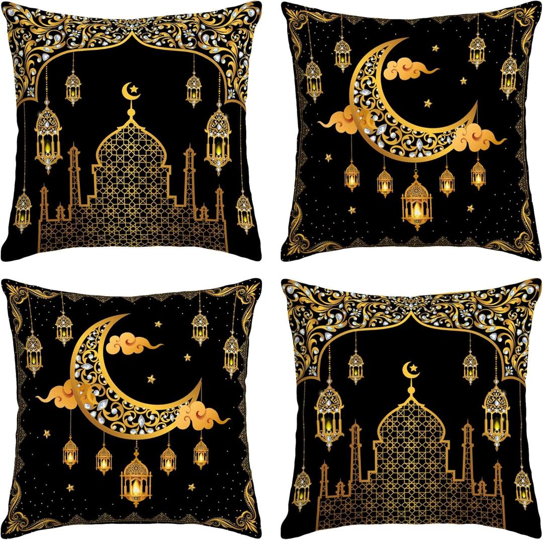 Ramadan Mubarak Pillow Covers Eid Mubarak Throw Pillow Cases Ramadan Kareem Decor Ramadan Decorations for Home Party