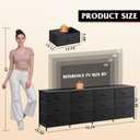 WLIVE 75.5'' Black Dresser for Bedroom, TV Stand for 85, 80, 75, 65 Inch TV, 12 Drawer Long Fabric Dresser with Wood Top, Wide Entertainment Center Storage Chest for Living Room, Closet