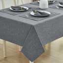 Rectangle Table Cloth Linen Farmhouse Stainproof Waterproof Washable Polyester Oblong Rectangular Fabric Table Cover for Kitchen Dining Dinner(Gray/60x84 Inch)