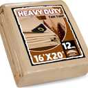 RAINDEWAY 16x20 Feet Heavy Duty Tarp,12 Mil Tan Waterproof Poly Tarp Cover,UV Resistant,Weatherproof,Durable,Multipurpose Tarps with Grommets and Reinforced Edges