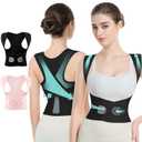 babaka Posture Corrector for Women, Invisible Lightweight Adjustable Back Brace for Upper and Lower Back Pain Relief, Hunchback, Hump, Scoliosis, Thoracic, Spine Corrector Under Clothes (Black, Small, Waist: 25''-30'')