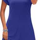 PLOKNRD Women's Summer Dress Swing Casual Summer Beach Basic Dresses Vacation, Royal Blue L