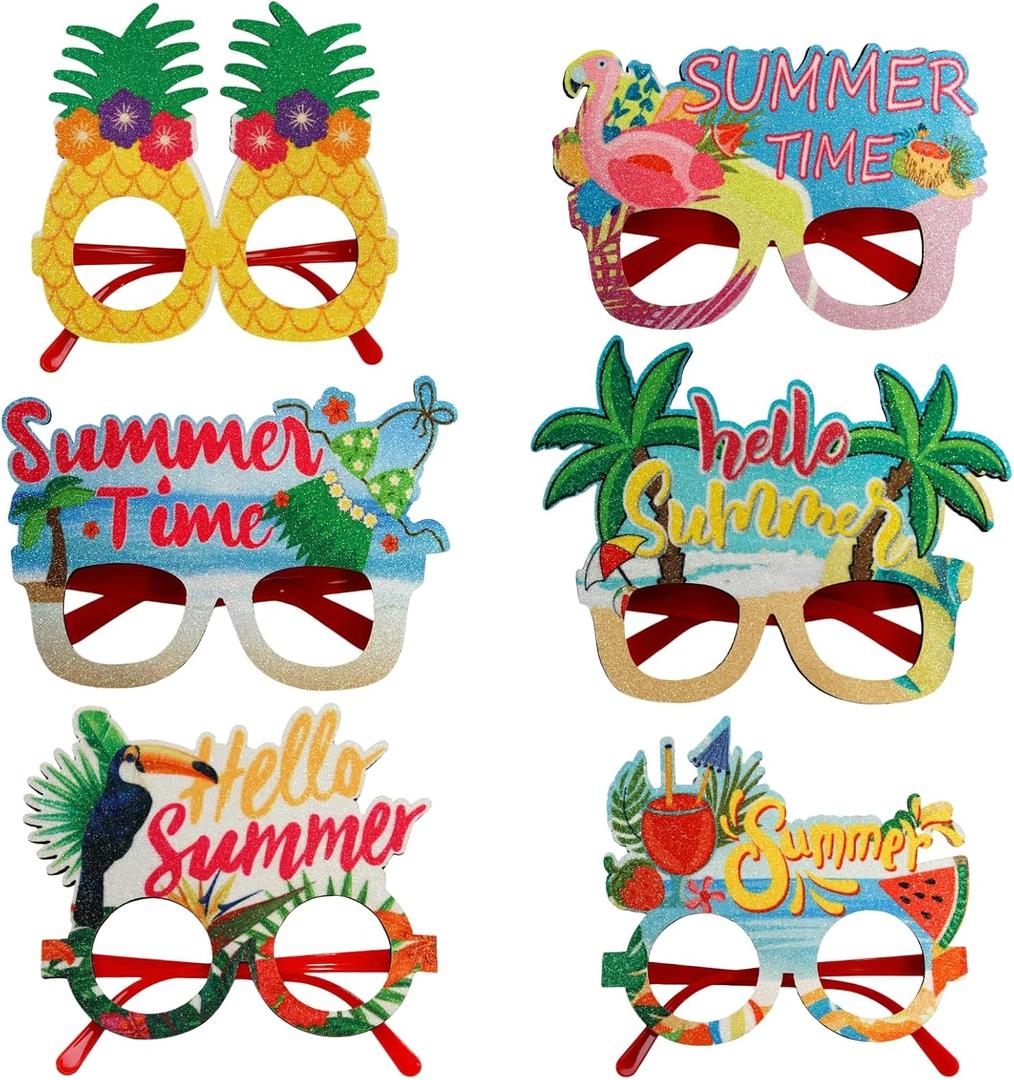 2 x 6Pcs Hawaii Luau Party Glasses Hawaiian Glasses Beach Party Decoration Summer Party Favors