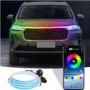 BELOMI Car Hood LED Light Strip, 70 Inch Flexible Waterproof Daytime Running Light, 12V Multi-Color Dynamic Decorative Atmosphere Lamp, Car Exterior Accessories Hood Strip Light for Cars, SUV, RV
