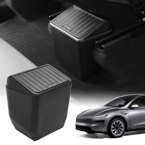 Shademax Rear Trash Can for Tesla Model Y Juniper 2026 2025 Center Console Organizer Backseat Storage Box Underseat Storage Tray Garbage Can Bin for Model Y Juniper Accessories Press Open Design Black