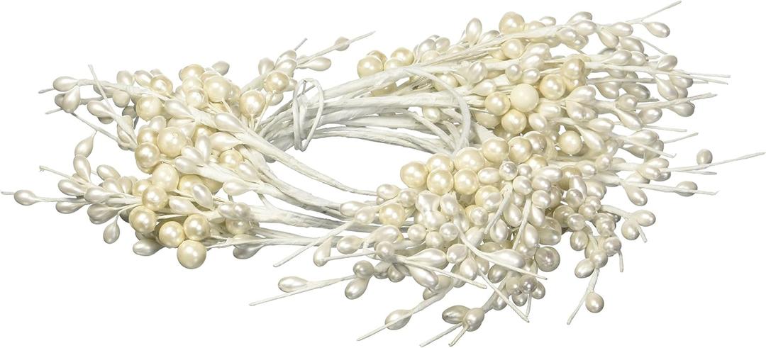 Darice VL4583 Pearl Berry Seed Bead Garland, 6-Feet, White
