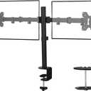 Black Dual Monitor Arm Mount for 13-27 Inch Screens | Ultrawide Screens Up to 34 inch Fully Adjustable Stand with C-Clamp/Grommet Base Max VESA 100x100 Each Screen Capacity 22lbs
