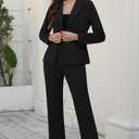 Agenlulu Women's 2 Piece Suits Business Casual Long Sleeve Solid Outfits Blazer with Straight Leg Pants Office Work Sets XS
