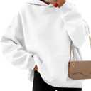 EFAN Women's Oversized Fleece Hoodie, Cozy Plush Pullover Sweatshirt with Pocket (White), Small