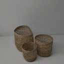 Home Decor Basket Set of 3 Open-Weave Rattan