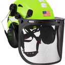Forestry Safety Helmet Chainsaw Helmet with Mesh Face Shield and Ear Muffs 3 in 1 Forestry Hard Hat, Medium