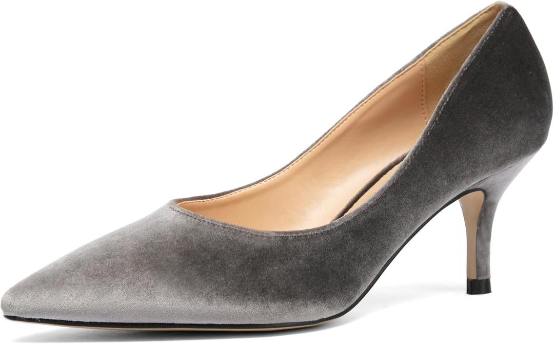 NEWBELLA Pointed Toe Kitten Heels for Women, Closed-Toe Low Heel Pumps, Comfortable Work Shoes for Business Casual and Formal Occasions
