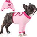 KOESON Dog Recovery Sleeve for Front Legs, Soft Pet Recovery Suit After Surgery, Adjustable Dog Leg Elbow Protector, Pet Wound Care Shirt to Stop Licking, E-Collar Cone Alternative, Pink, Small