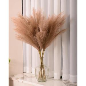 Faux Pampas Grass, 9 PCS 37''/3.1FT Tall Fluffy Fake Pompas Floral, Large Artificial Pompous Grass Branches for Floor Vase Fillers, Boho Farmhouse Room Wedding Decor (Taupe)