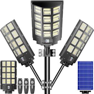 loyoele 9000W Solar Parking Lot Lights 360000LM 7000K LED Solar Street Lights Outdoor Waterproof Dusk to Dawn Street Lights Solar Powered,with Motion Sensor,Yard (Black)