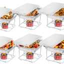 6 Pack - Disposable Chafing Dish Buffet Set, Welded Body Food Warmers for Parties, 6hr Fuel Cans Complete Set, Half Size Pans, Warming Trays