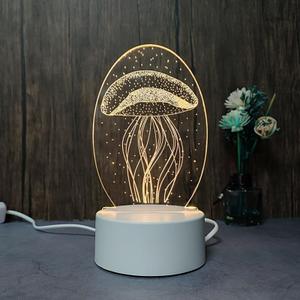 3D Optical Illusion LED Jellyfish Night Lamp, Boys and Girls Children's Sleep Desk Lamp, USB Powered, Used for Home Decoration or Children's Holiday Gifts