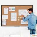 Board2by Cork Board Bulletin Board 36 x 48, Foldable Notice Pin Board for Wall, Black Aluminum Framed 4x3 Corkboard, Large Wall Mounted Office Board with 36 Push Pins for School & Home