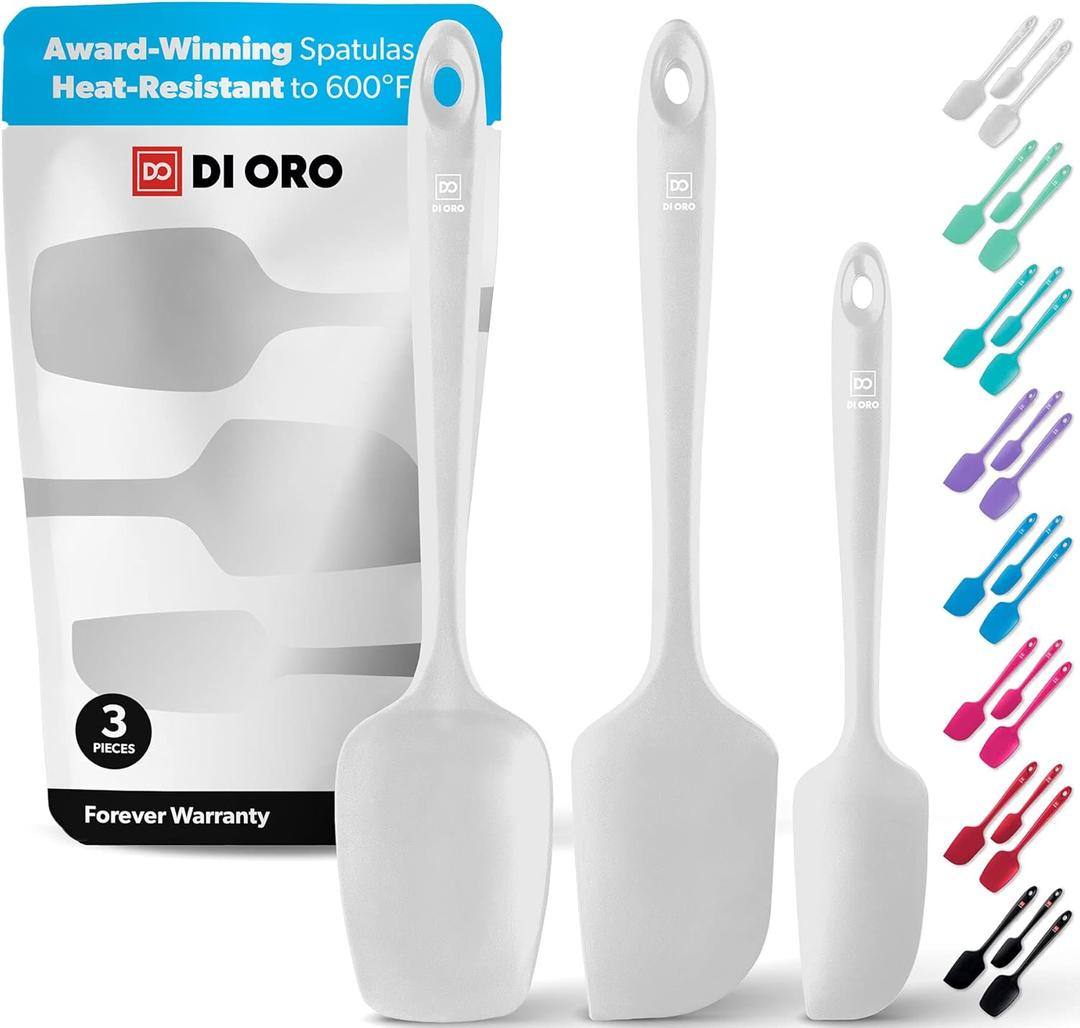 DI ORO Silicone Spatula Set - Rubber Kitchen Spatulas for Baking, Cooking, & Mixing - 600F Heat-Resistant & BPA Free Silicone Scraper Spatulas for Nonstick Cookware - Dishwasher Safe (3pc, Stone)