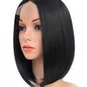 Black Bob Wigs Straight Short Wigs for Women Synthetic Heat Resistant Fiber Hair Middle Part Natural Looking Daily Cosplay Party Wigs 12 Inch (Black)