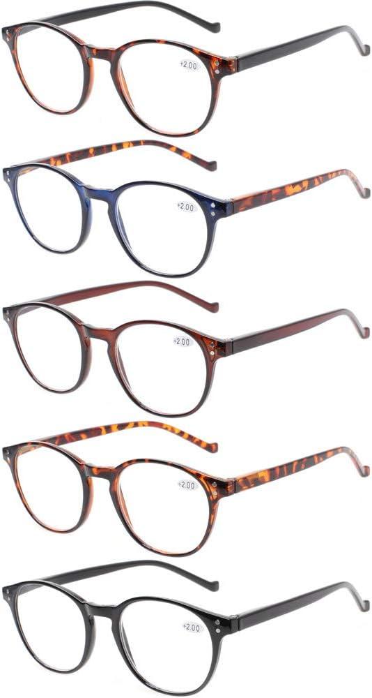 NORPERWIS 5 Pairs Reading Glasses - Standard Fit Spring Hinge Readers Glasses for Men and Women (5 Pack Mix Color, 1.50)