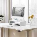 FITUEYES Monitor Stand - 2 Tier Computer Monitor Riser with 21.3 Inch Shelf, Wood Desktop Stand for Laptop Computer Screen, Desk Organization, Office Supplies