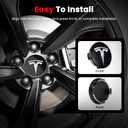 4 Pack Car Wheel Center Hub Cap Kit with 22 Lug Nut Covers, 2.2 in (56mm) Wheel Rim Covers Center Hubcaps with Emblem for Model 3 / Model Y, Black & Silver Exterior Decoration for Tesla
