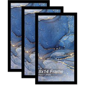 Fxojyvo 8x14 Picture Frame Set of 3, Black Frame for 8 x 14 Inch Picture Poster Photo, Light Weight and High Transparent 8 by 14 Frame for Wall - 3 Pack/Black/8"x14"