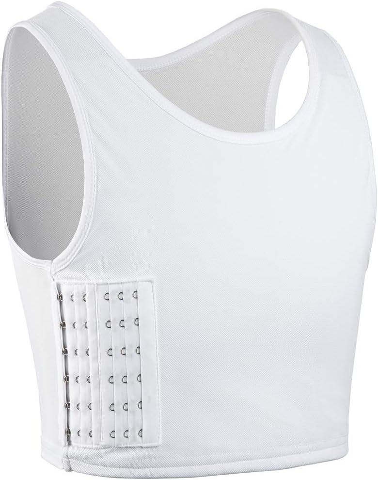 XUJI FTM Transgender Elastic Breathable Half Chest Binder (White, M)