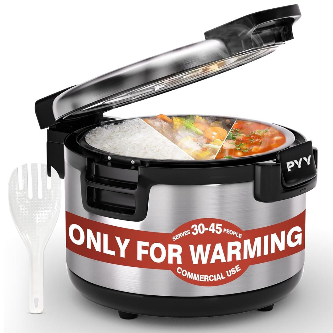 PYY Commercial Rice Warmer,18QT/100CUP Portable Food & Rice Warmer (Not a Cooker) Stainless Steel Exterior,Non-stick Inner Pot Fit For Restaurant Party Family