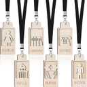 Sabary 6 Sets Hall Pass Lanyards and School Passes Wooden Bathroom Passes for Classrooms Back to School Gift Hall Nurse Library Office Teacher Supplies (Wood Color)
