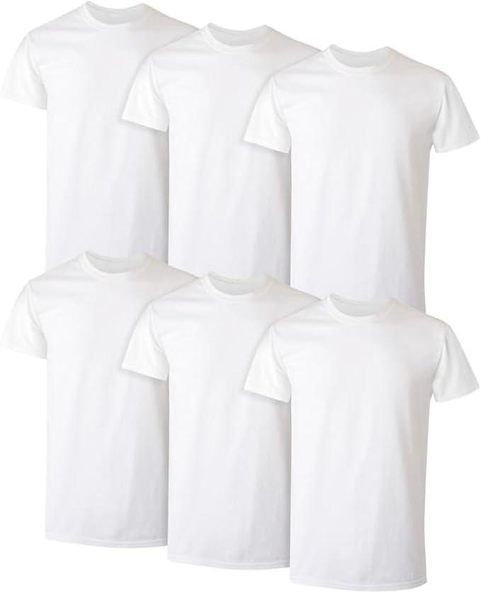 Hanes Men's Undershirt Packs, Stay-Tucked Soft Cotton Undershirts, Best Undershirts for Men, White/Black/Asstd Multipacks, Set of 6, Large