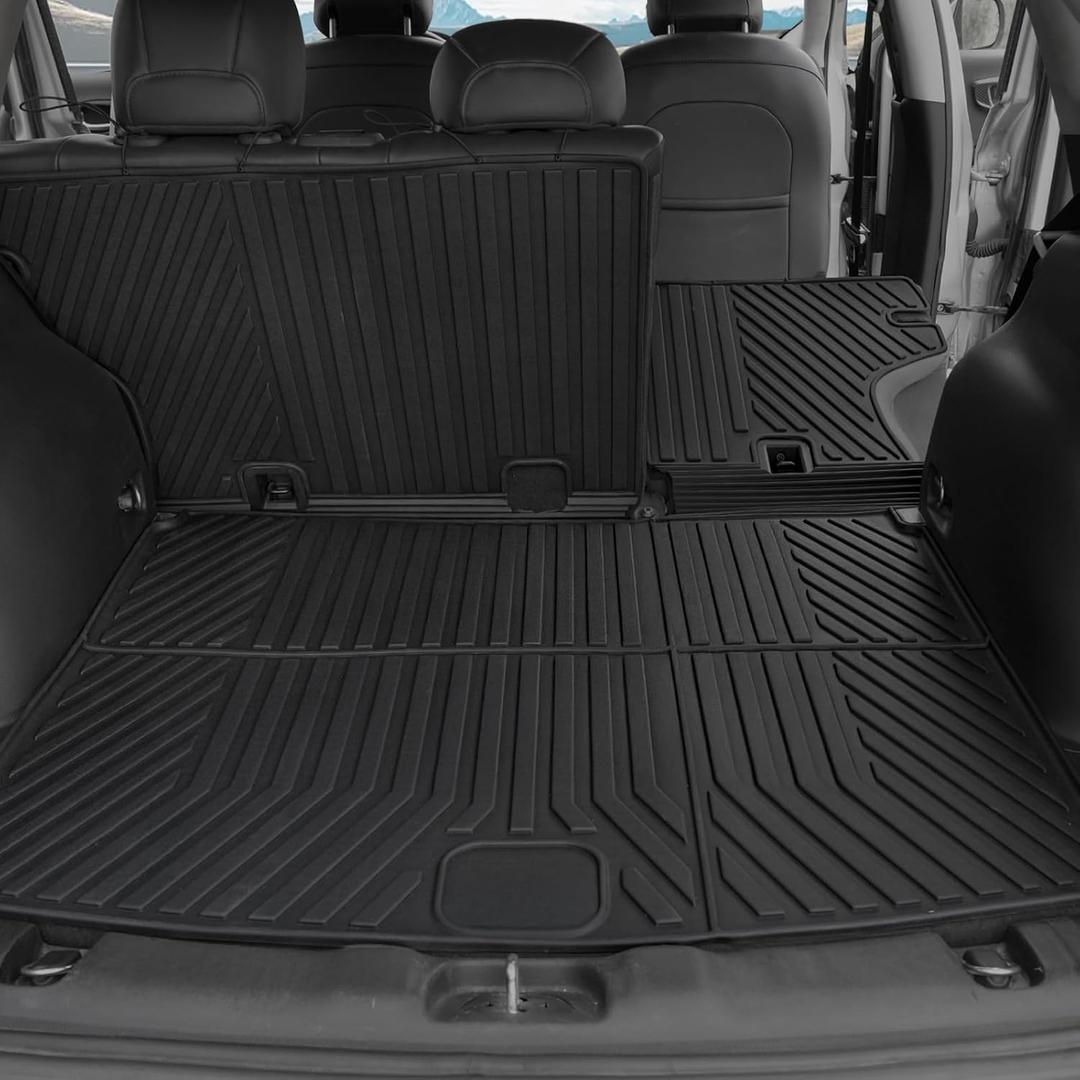 Cargo Mat for 2017-2026 Jeep Compass Accessories(New Body Style 2nd Generation),Full Coverage All Weather TPE Protector Cargo Mat with Backrest Mat Trunk Mat Cargo Liner for Jeep Compass Accessories