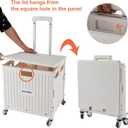 Foldable Utility Cart Folding Portable Rolling Crate Handcart with Durable Heavy Duty Plastic Telescoping Handle Collapsible 4 Rotate Wheels for Travel, Shopping, Luggage, Office, Teacher(White)